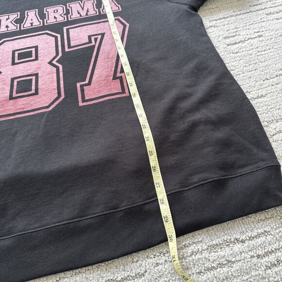 Solid Front, with "Karma 87" on The Back Mens Sweater Hoodie Sz XL Hooded Black - Picture 6 of 7
